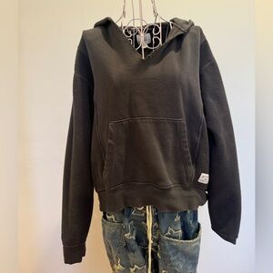 BDG hoodie with v neck cut, size XS, Gently worn, washed out black, real cute!